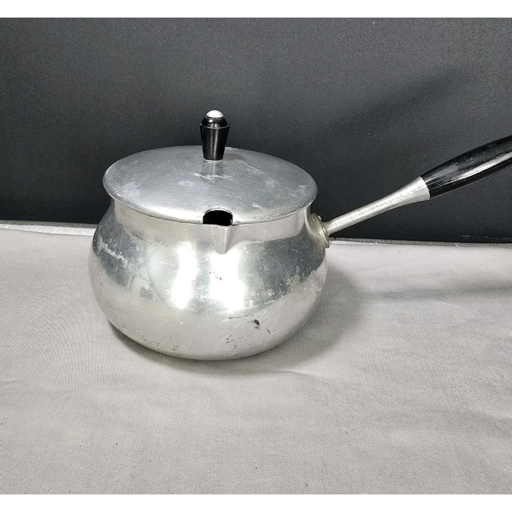 1960s Puralum Italy Aluminum‎ Fondue Chocolate Melting Pot/Pour Spout Lid